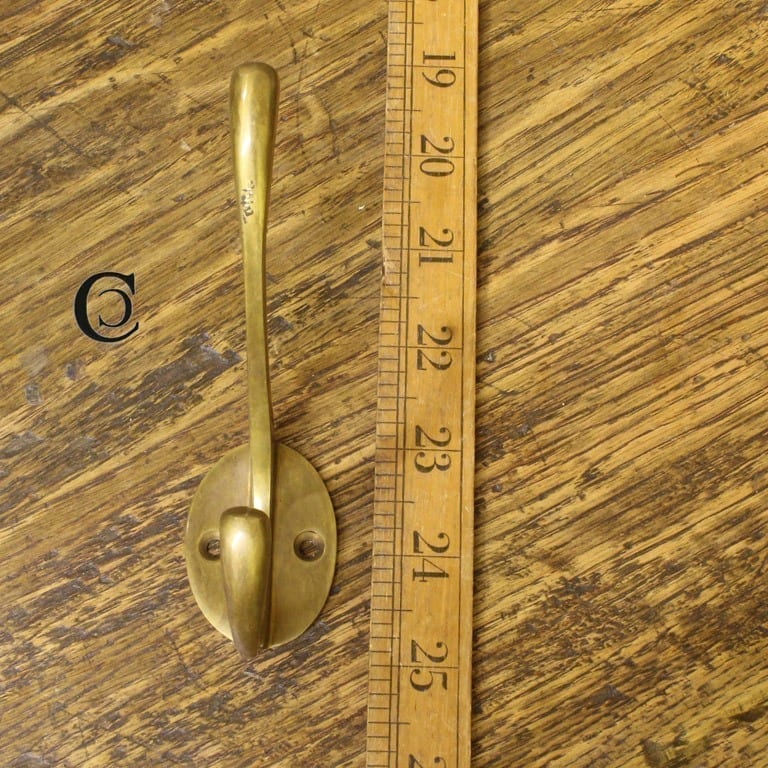 Hat & Coat Hook VICTORIAN Square Stem Antique Solid Brass 110mm