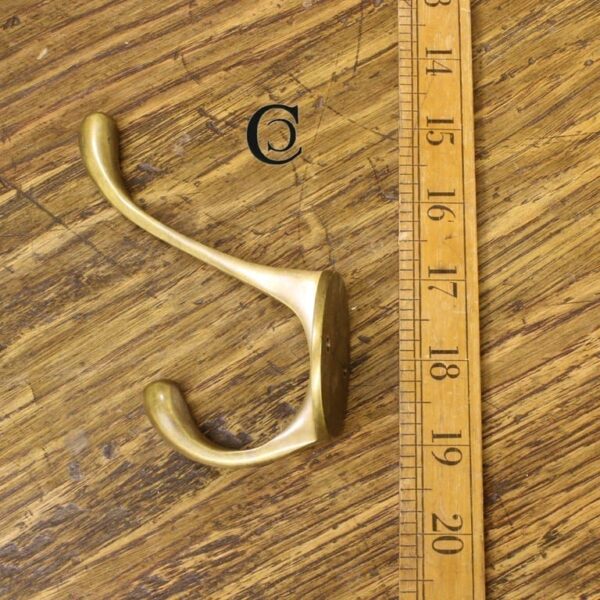 Alternative view of Hat & Coat Hook VICTORIAN Square Stem Antique Solid Brass 110mm