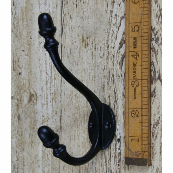 Hat & Coat Hook Acorn Cast Iron Satin Epoxy Black 130mm