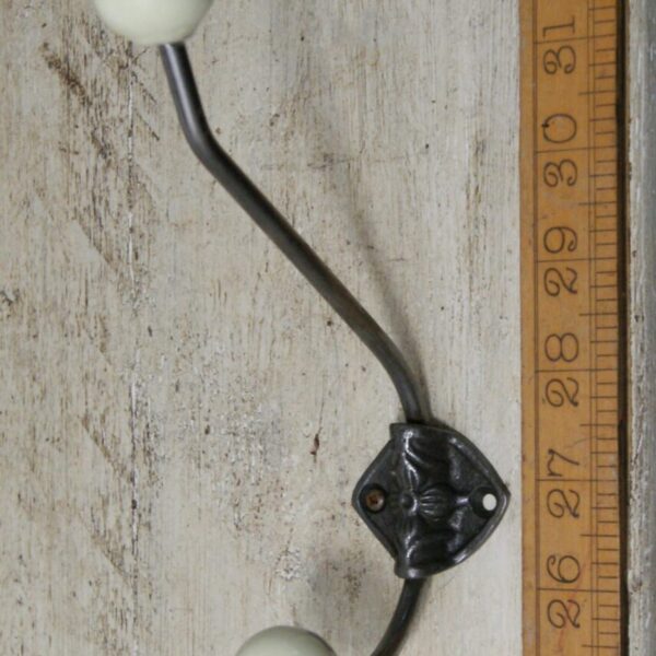 Hat & Coat Hook Large Rosette Double Cream Ceramic 180mm