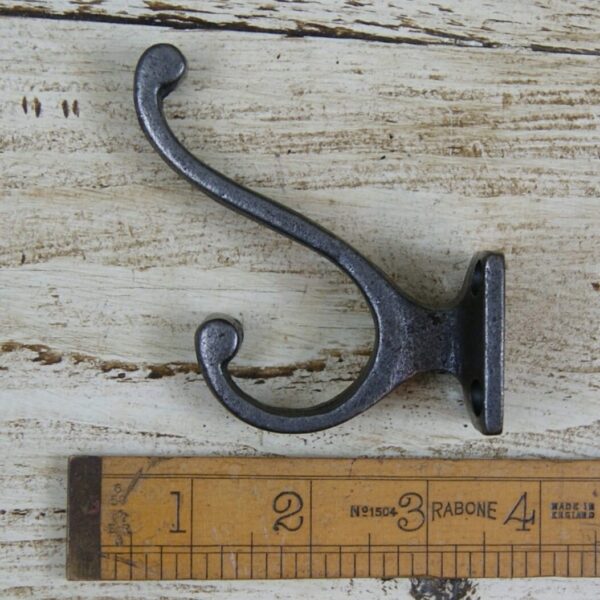 Hat & Coat Hook VOLUTE Square Mounting Plate Cast Antique Iron 80mm