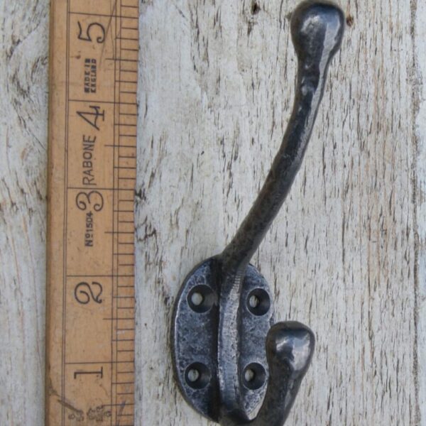 Coat Hook Round Riven Victorian 4 Hole Cast Antique Iron 125mm