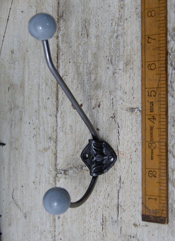 Hat & Coat Hook Large Rosette Double French Grey 172mm