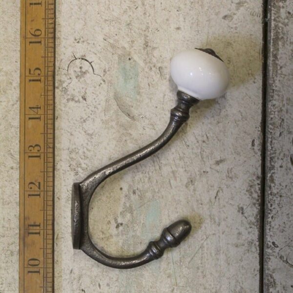 Hat & Coat Hook Acorn ELDON Wide Ceramic Top Antique Iron 125mm