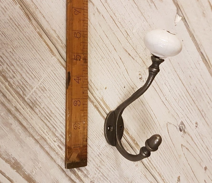 Hat & Coat Hook Ceramic Ball Top Nos 1-6 Antique Iron 145mm TBD - Image 2