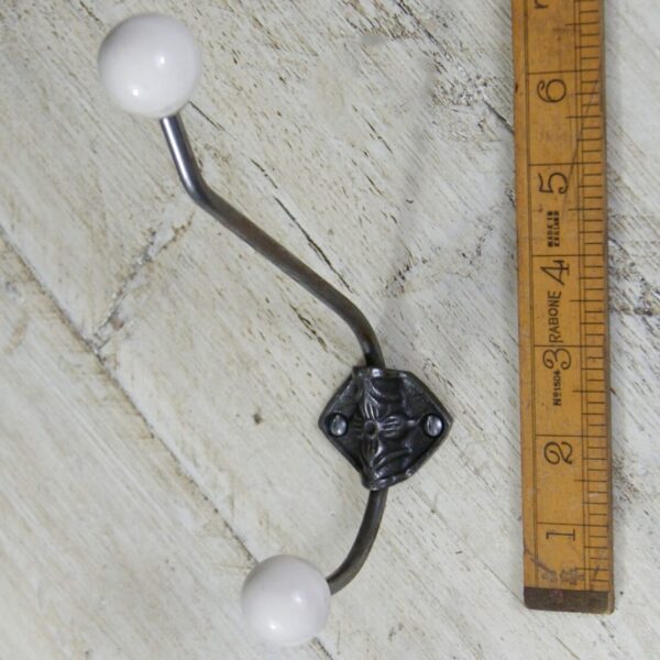 Hat & Coat Hook Large Rosette Double Off White Ceramic 180mm