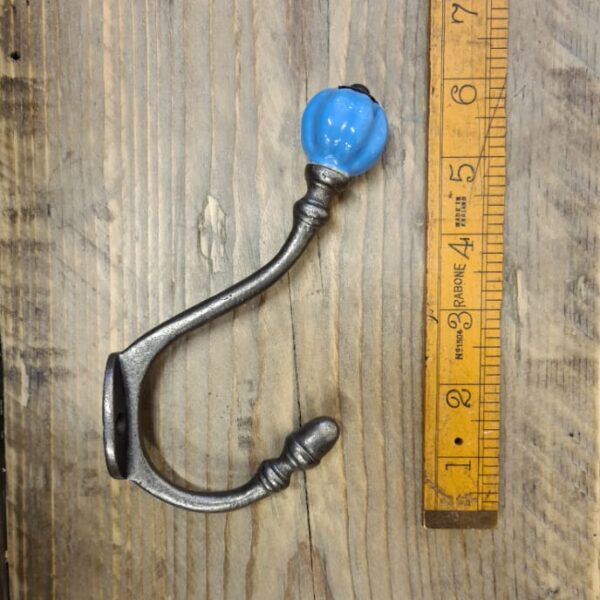 Coat Hook ALBANY Acorn Sky Blue Ceramic Shell Tip Iron 125mm