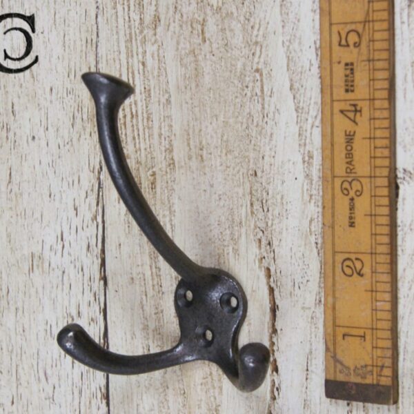 Triple Hook FLAT TOP Antique Iron 125mm