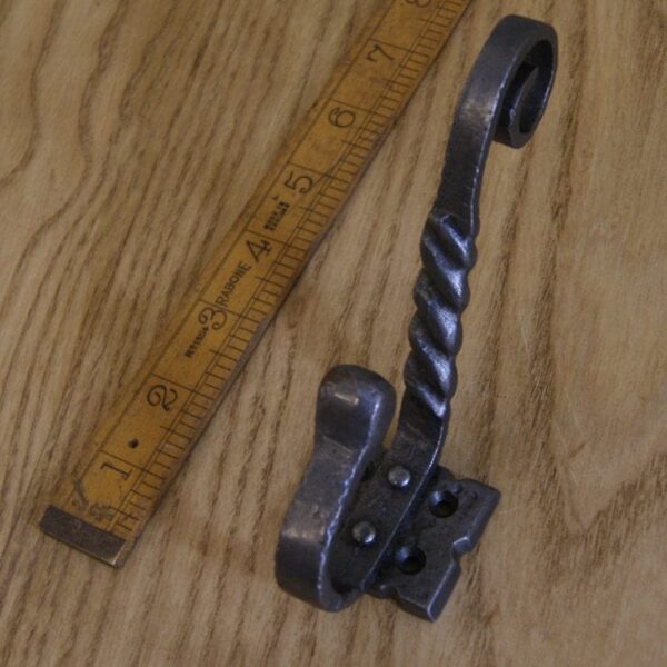Hat & Coat Hook Twisted Riveted to Base Antique Iron 125mm