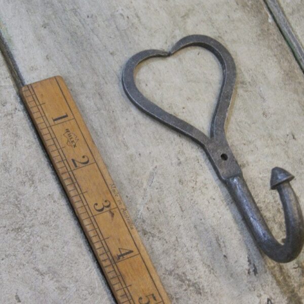 Love Heart Hook Hand Forged Thick Antique Iron 135mm