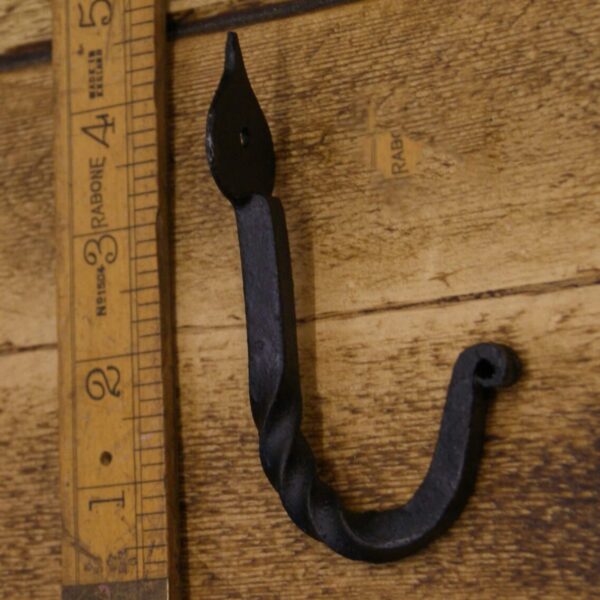 Coat Hook Hand Forged TWISTED Black Wax 100mm