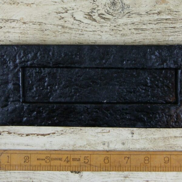 Letter Box Plate Riven Cast Iron Epoxy Black 260mm x 80mm