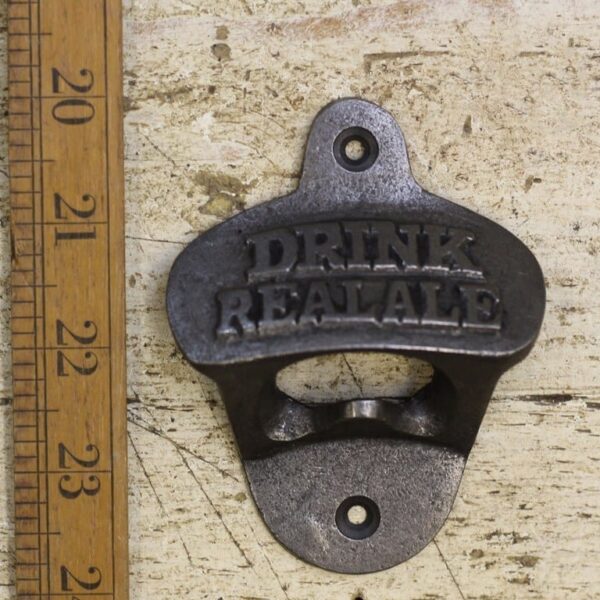 Bottle Opener Wall Mounted DRINK REAL ALE Cast Antique Iron