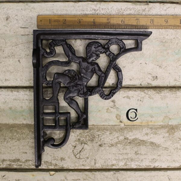 Shelf Bracket Dec Cast Satin  Black Cherub 240 x 200mm