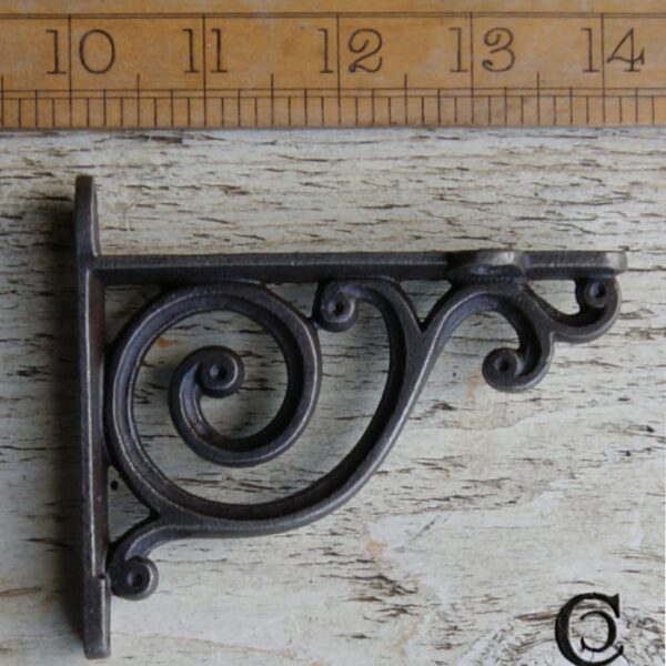 Shelf Bracket Victorian Scroll Lugs Antique Iron 100mm x 88mm