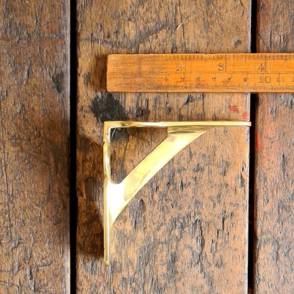 Shelf Bracket GALLOWS Plain Lugs Polished Brass 89mm x 89mm