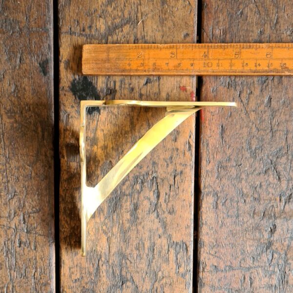 Shelf Bracket GALLOWS Plain Lugs Polished Brass 125mm x 125mm