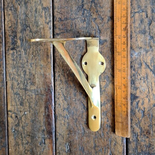 Alternative view of Shelf Bracket GALLOWS Plain Lugs Polished Brass 150mm x 150mm