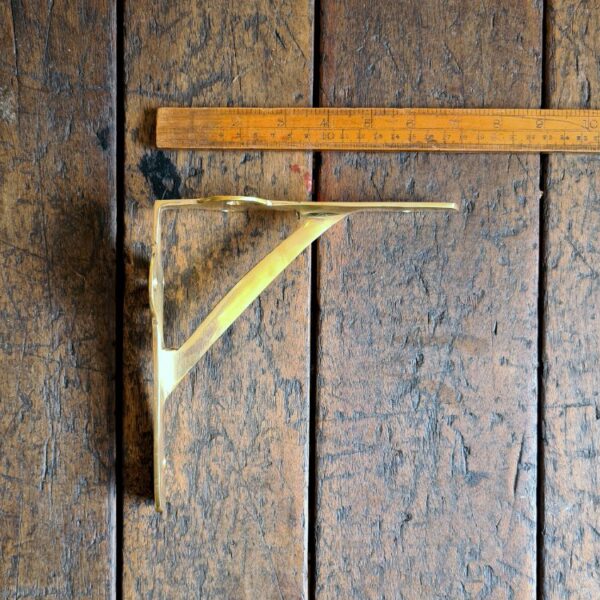 Shelf Bracket GALLOWS Plain Lugs Polished Brass 175mm x 175mm