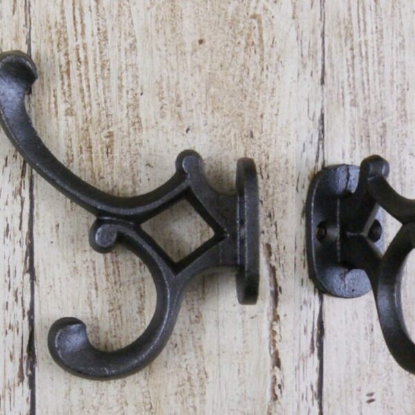 Coat Hook Double ADDISON 2 Hole Cast Antique Iron 105mm