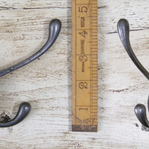 Alternative view of Hat & Coat Hook VICTORIAN Square Stem 2 hole Antique Iron 110mm