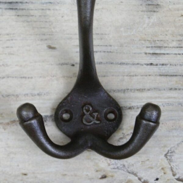 Hat & Coat Hook Triple '&' Cast Ant Iron 90mm