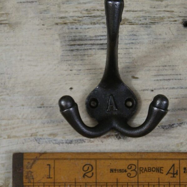 Hat & Coat Hook Triple 'A' Cast Antique Iron 90mm