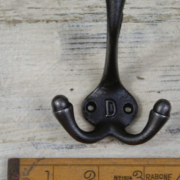 Hat & Coat Hook Triple D Cast Antique Iron 90mm