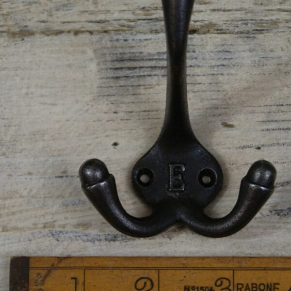 Hat & Coat Hook Triple 'E' Cast Antique Iron 90mm