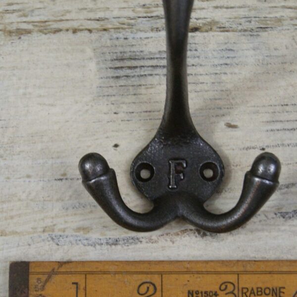 Hat & Coat Hook Triple 'F' Cast Antique Iron 90mm