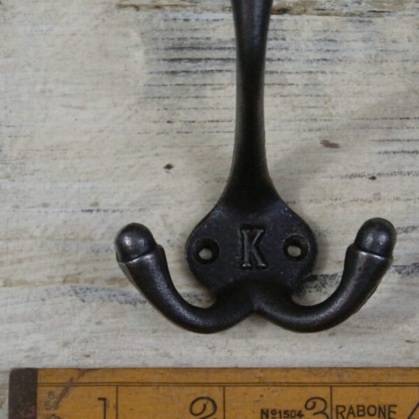 Hat & Coat Hook Triple 'K' Cast Antique Iron 90mm