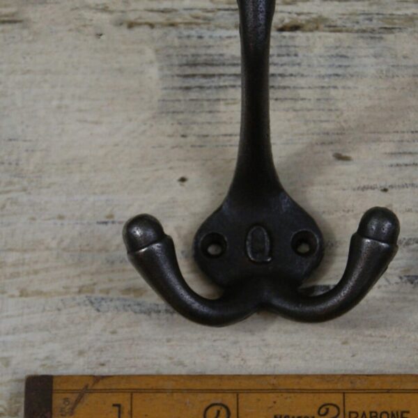 Hat & Coat Hook Triple 'Q' Cast Antique Iron 90mm