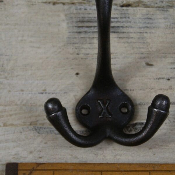 Hat & Coat Hook Triple 'X' Cast Antique Iron 90mm
