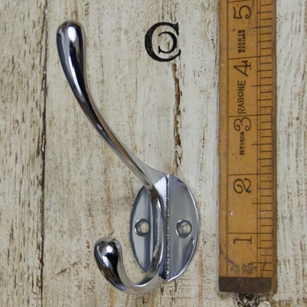 Hat & Coat Hook Victorian 2 Hole Chrome on Iron 110mm