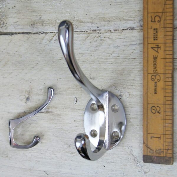 Hat & Coat Hook Straight Sides 4 Hole Chrome on Cast Iron