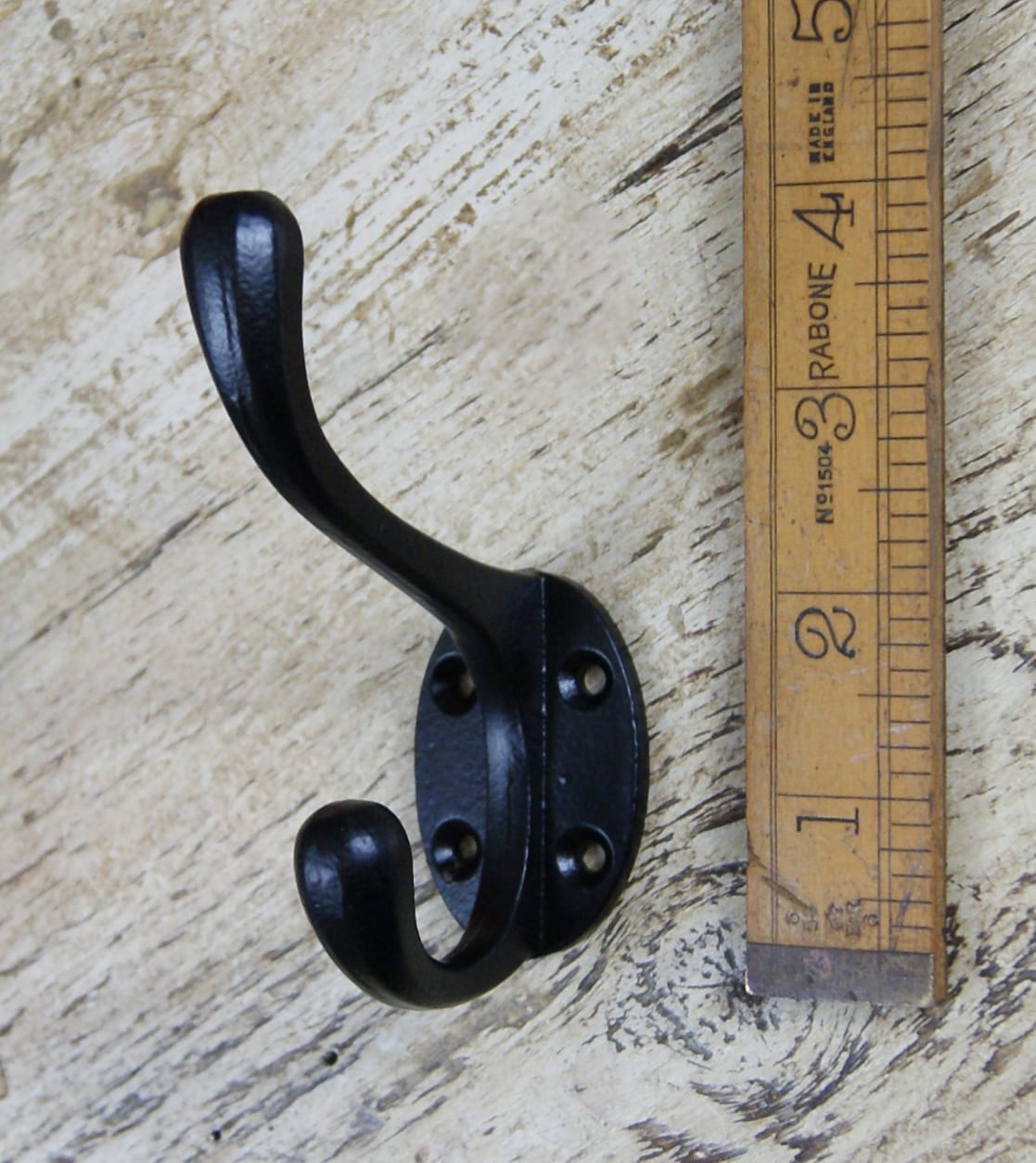 Hat & Coat Hook Satin Epoxy Black 4 Holes 100mm (Southwest)