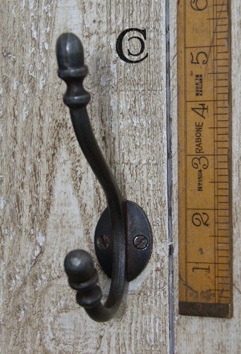 Hat & Coat Hook ACORN Tips 2 Holes Antique Iron 130mm