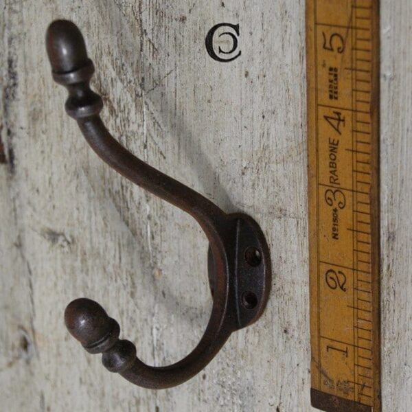 Hat & Coat Hook ACORN Tips 4 Hole Antique Iron 130mm