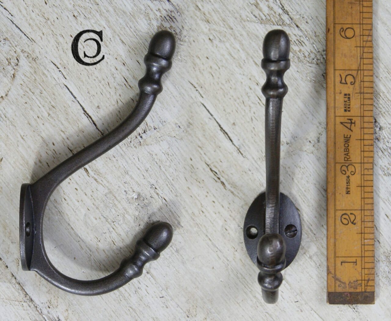Hat & Coat Hook ACORN Tip STRONG Malleable Cast Antique Iron 135mm - Image 2