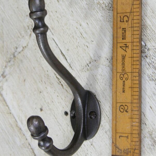 Hat & Coat Hook ACORN Tip STRONG Malleable Cast Antique Iron 135mm