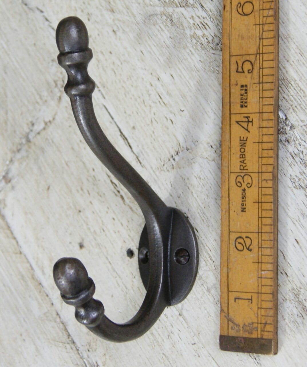 Hat & Coat Hook ACORN Tip STRONG Malleable Cast Antique Iron 135mm