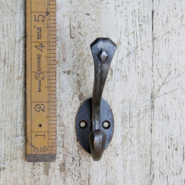 Coat Hook Double DIAMOND Cast Antique Iron 96mm