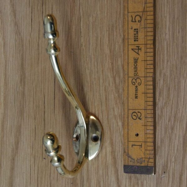 Hat & Coat Hook ACORN 2 Hole Solid Brass Polished 130mm