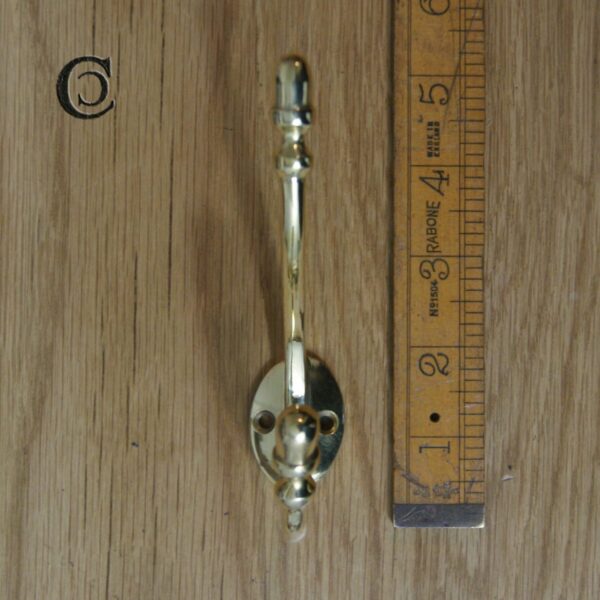 Alternative view of Hat & Coat Hook ACORN 2 Hole Solid Brass Polished 130mm