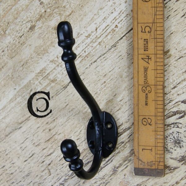 Hat & Coat Hook ACORN 4 Hole Satin Epoxy Black 130mm