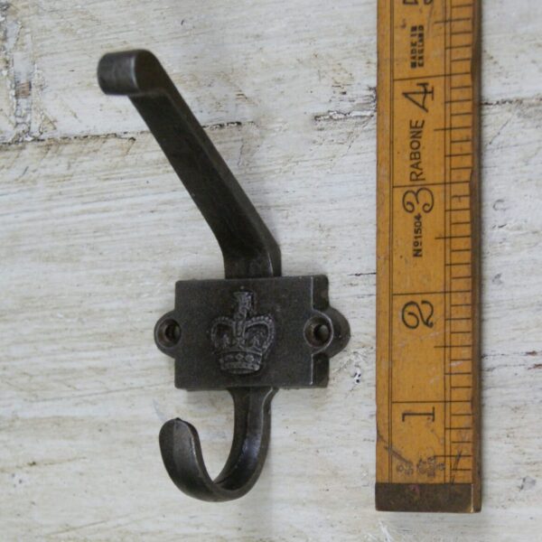 Coat Hook Double CROWN 2 Part 2 Hole Cast Antique Iron 110mm