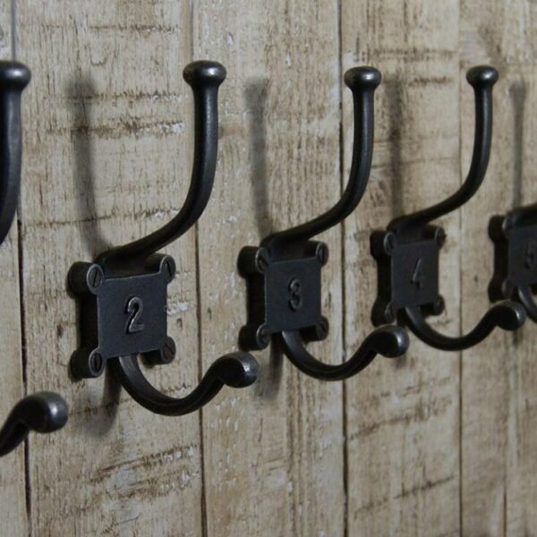 Coat Hook Double 2 Part Retro Antique Iron 125mm Number 9