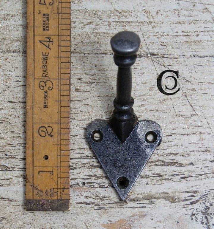 Coat Hook Arts & Crafts Single Plain Antique Iron 100mm