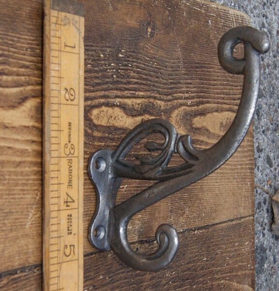 Hat & Coat Hook Swan Neck 'P' 4 Hole Antique Iron 125mm TBD