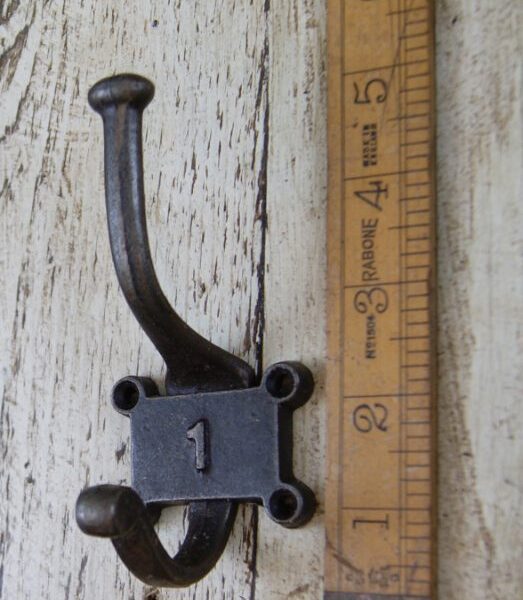 Coat Hook Double 2 Part Retro Antique Iron 125mm Number 1